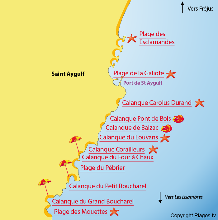 Carte plages saint aygulf